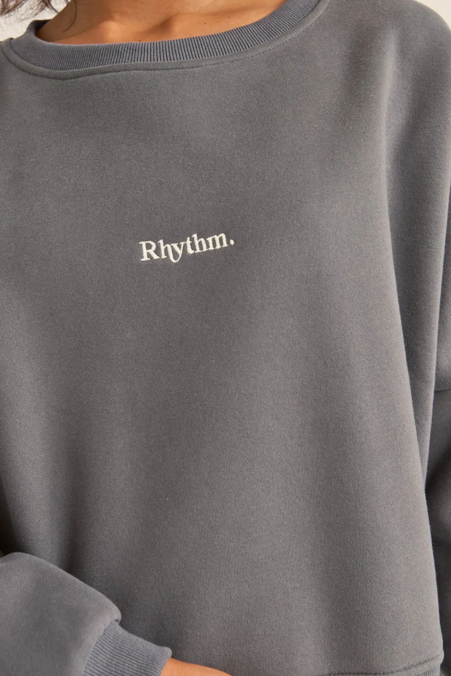 Logo Crew Neck Fleece Charcoal