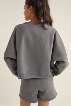 Logo Crew Neck Fleece Charcoal