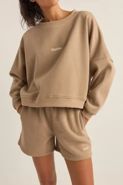 Logo Crew Neck Fleece Taupe