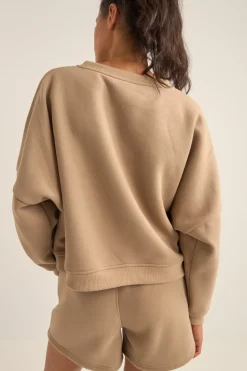 Logo Crew Neck Fleece Taupe