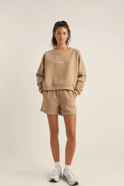 Logo Crew Neck Fleece Taupe