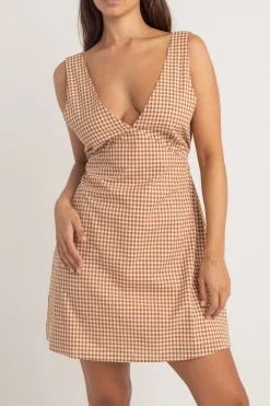 Lola Check Mini Dress Clay