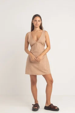 Lola Check Mini Dress Clay