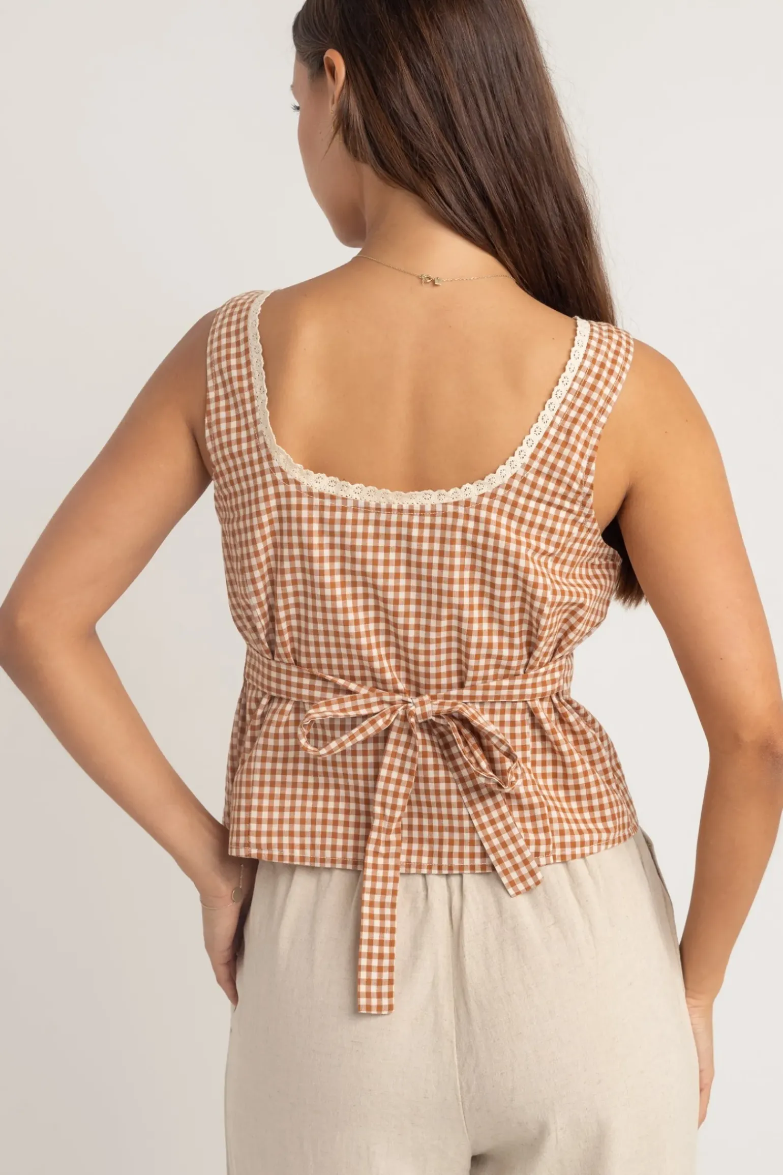 Lola Check Top Clay