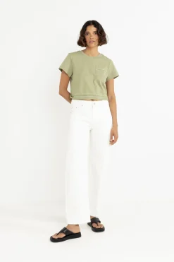 Low-Rise Barrel Denim Pant White