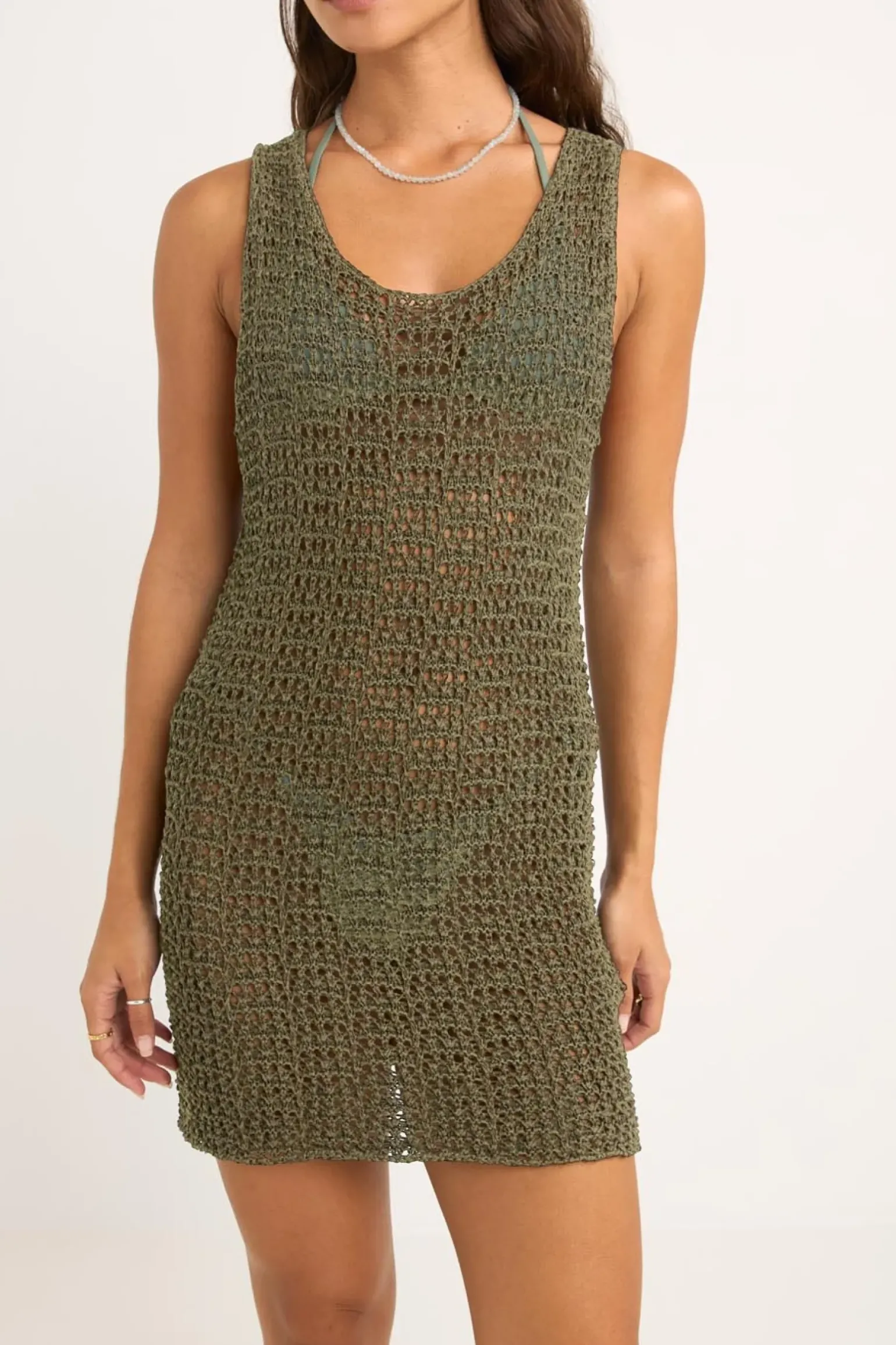 Maddi Scoop Neck Mini Dress Olive