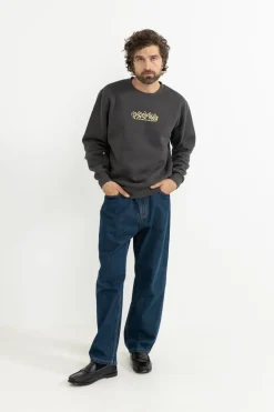 Markings Fleece Crew Stone Blue