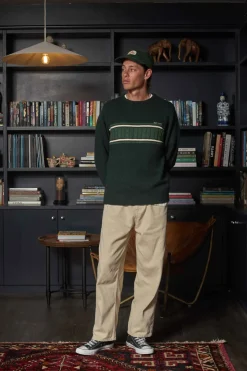 Mohair Stripe Knit Dark Green