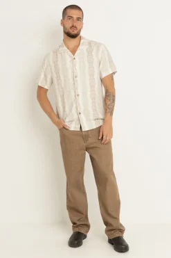 Pineapple Stripe Ss Shirt Sand