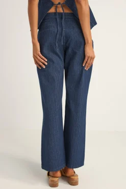 Pinstripe Mid-Rise Pant Indigo