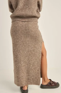 Quinn Knit Midi Skirt Oatmeal