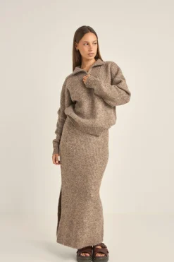 Quinn Zip Knit Oatmeal