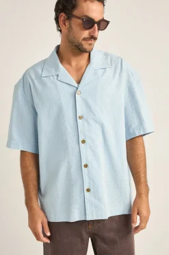 Relaxed Stripe Ss Shirt Blue