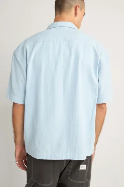 Relaxed Stripe Ss Shirt Blue