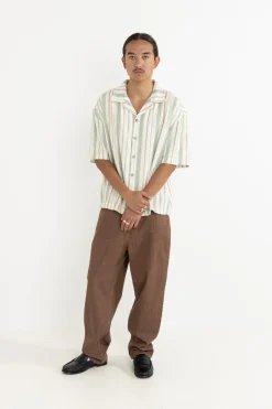 Relaxed Stripe Ss Shirt Olive