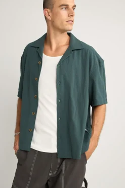 Relaxed Texture Ss Shirt Teal