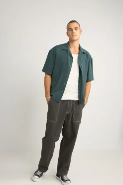 Relaxed Texture Ss Shirt Teal