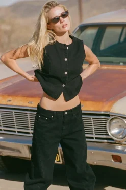 Riley Denim Vest Vintage Black