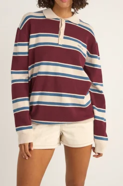 Siglo Knit Ls Polo Burgundy