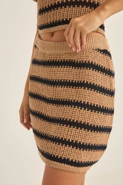 Sol Stripe Knit Mini Skirt Black