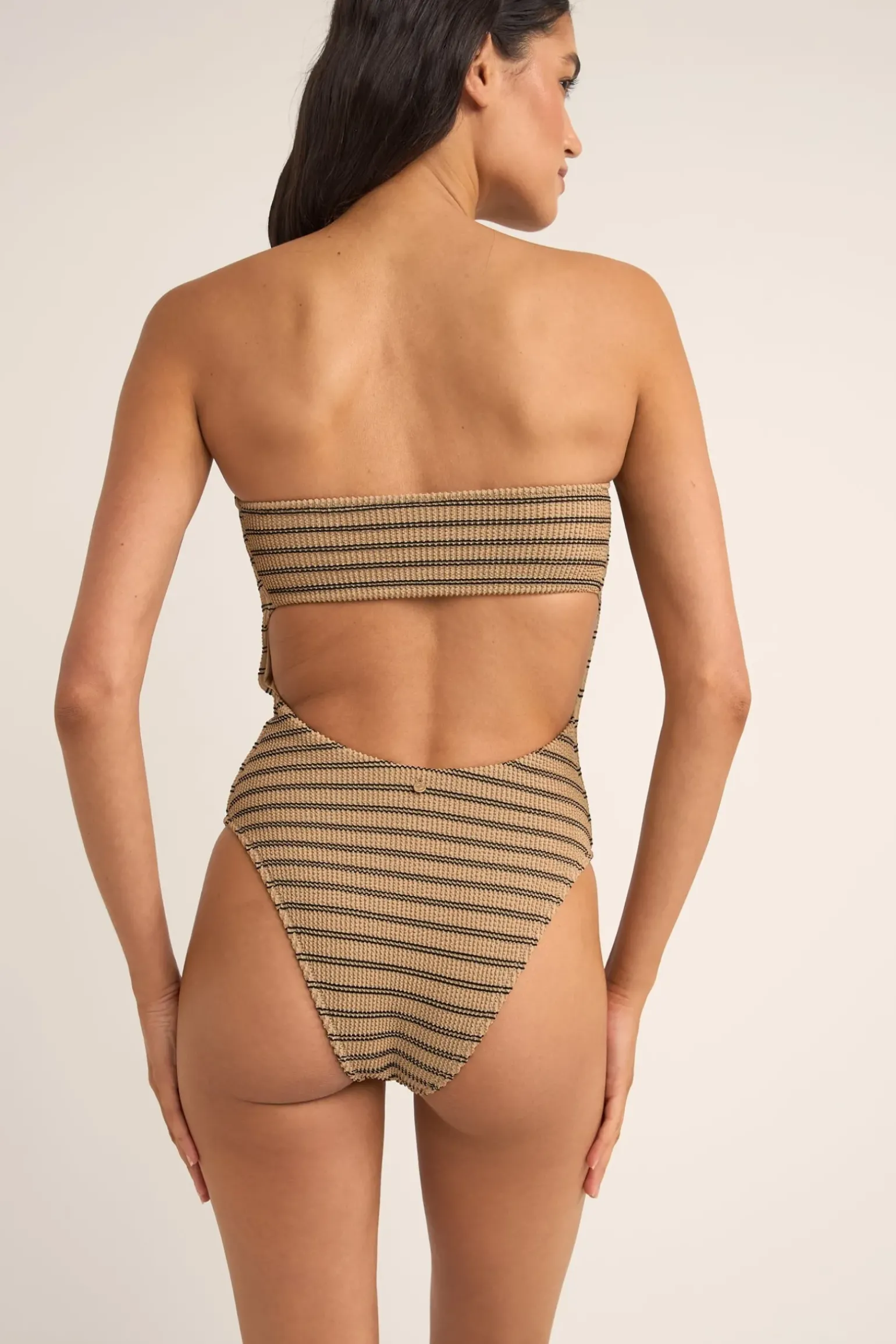 Sol Stripe Strapless One Piece Black