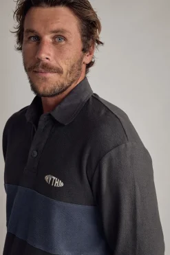 Terry Vintage Ls Rugby Shirt Charcoal