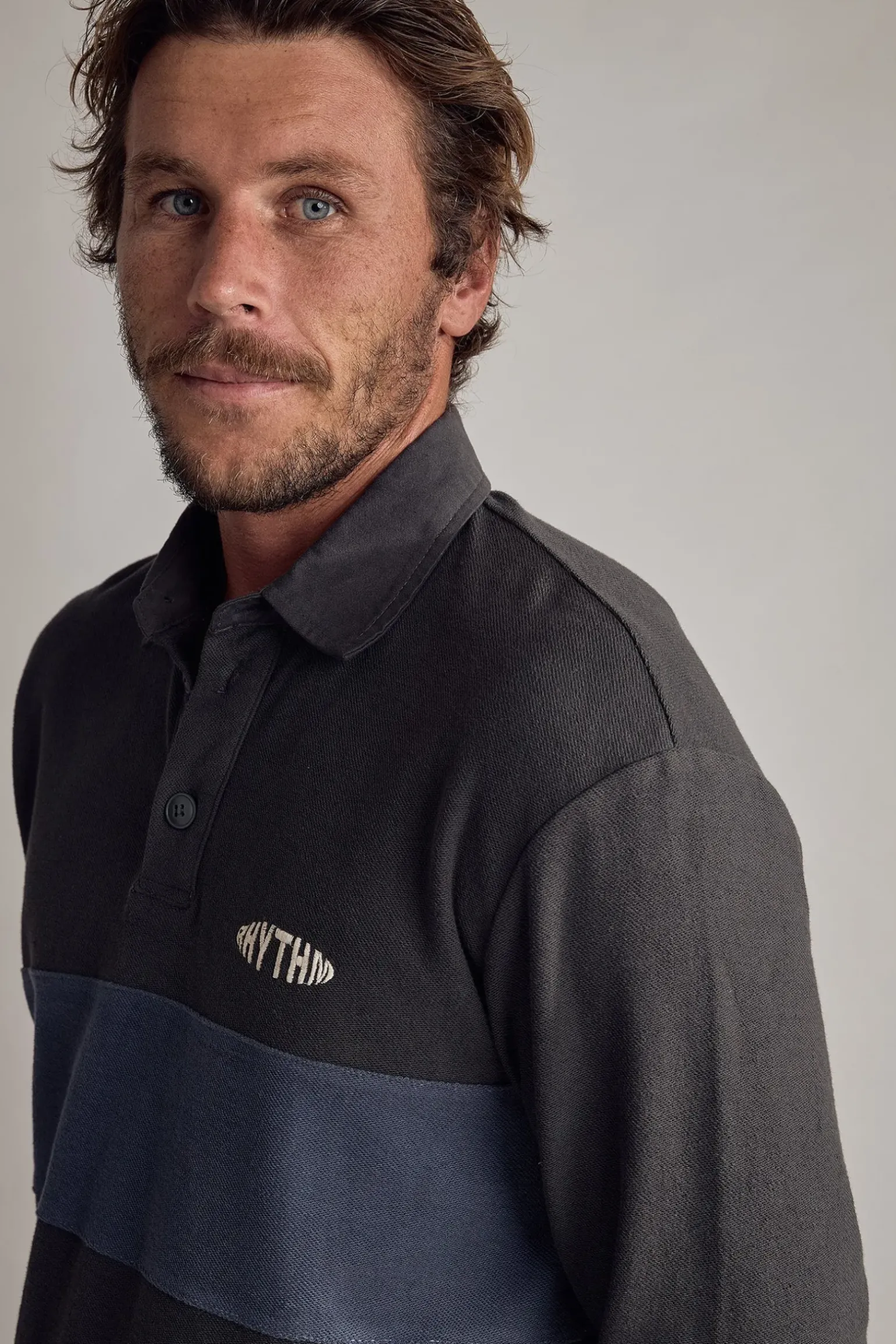 Terry Vintage Ls Rugby Shirt Charcoal