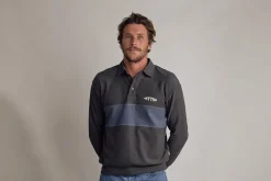 Terry Vintage Ls Rugby Shirt Charcoal