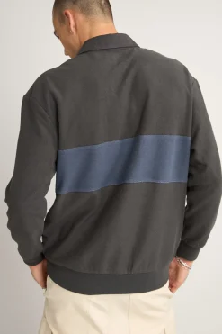 Terry Vintage Ls Rugby Shirt Charcoal