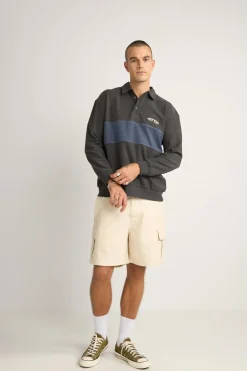 Terry Vintage Ls Rugby Shirt Charcoal