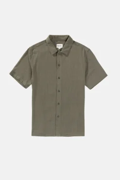 Textured Linen Ss Shirt Olive