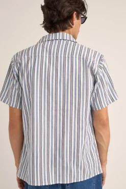Vacation Stripe Ss Shirt Blue