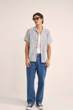Vacation Stripe Ss Shirt Blue