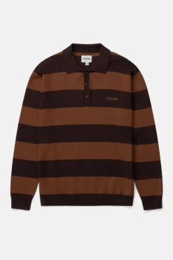 Ventura Stripe Knit Ls Polo Cafe