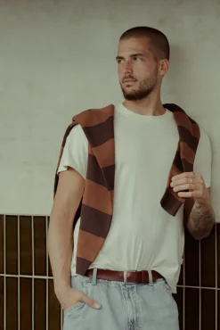 Ventura Stripe Knit Ls Polo Cafe