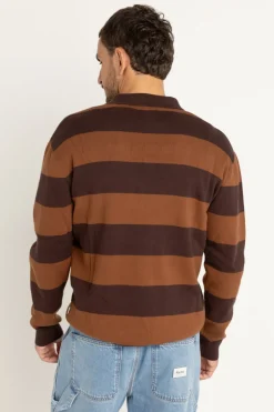 Ventura Stripe Knit Ls Polo Cafe