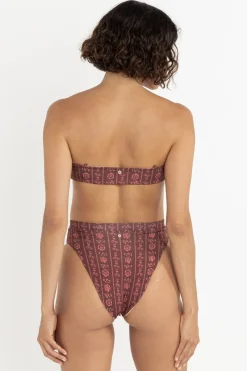 Vintage Floral Bandeau Top Burgundy