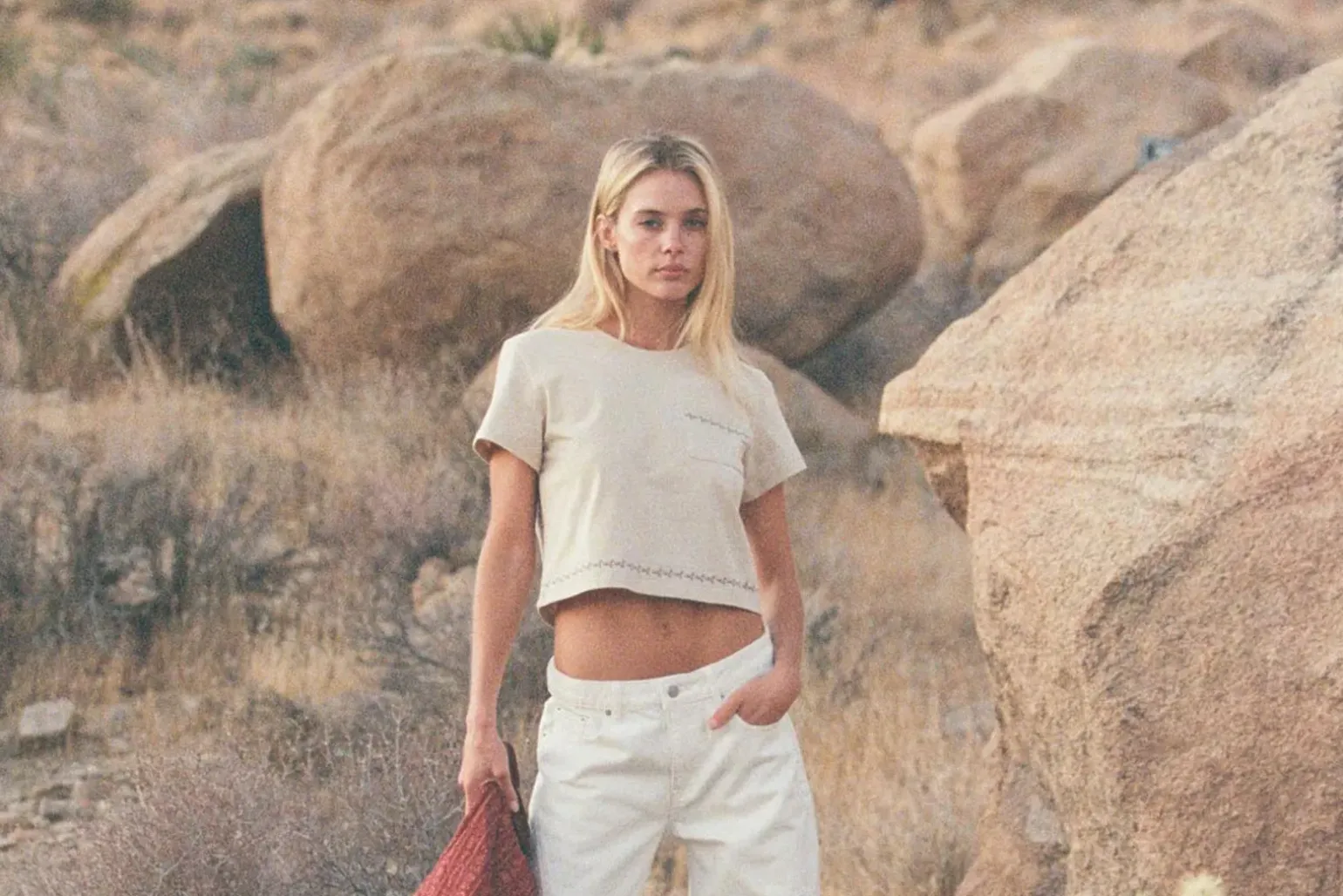 Vintage Floral Crop Tee Natural