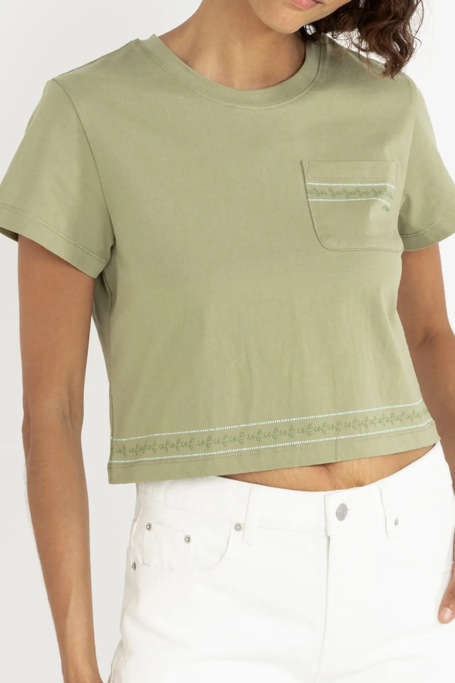 Vintage Floral Crop Tee Sage