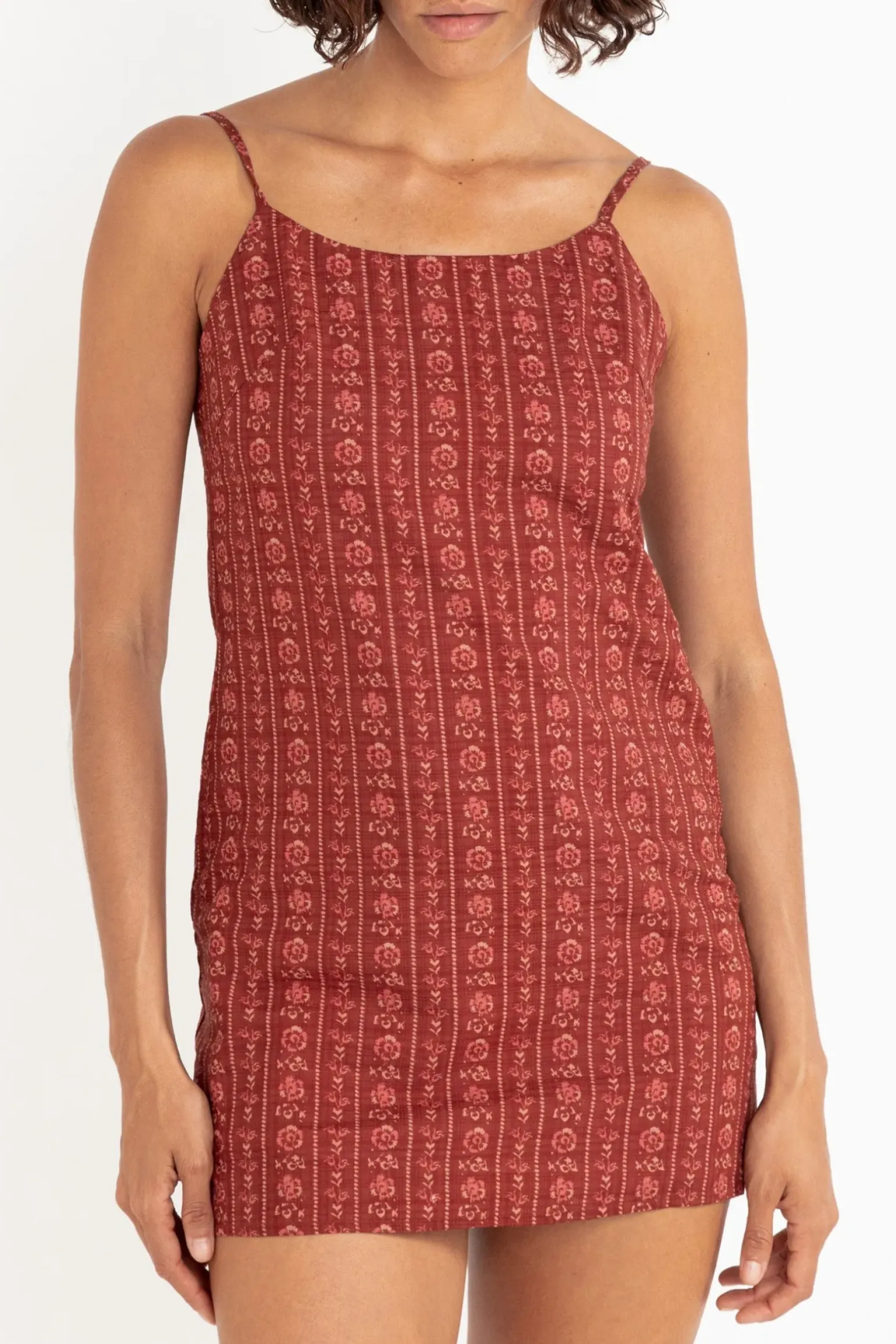 Vintage Floral Mini Dress Burgundy