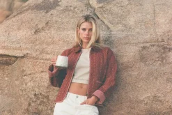 Vintage Floral Quilted Jacket Burgundy