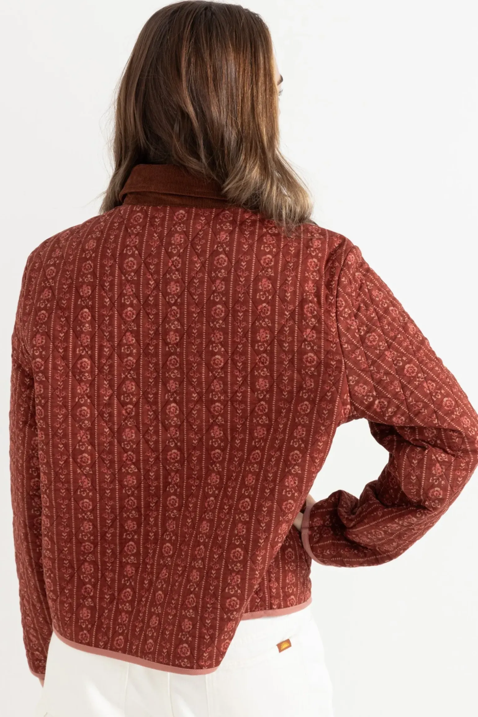 Vintage Floral Quilted Jacket Burgundy