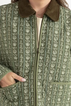 Vintage Floral Quilted Jacket Dusty Olive