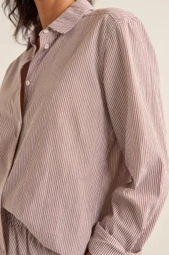 Zephyr Stripe Beach Shirt Chocolate