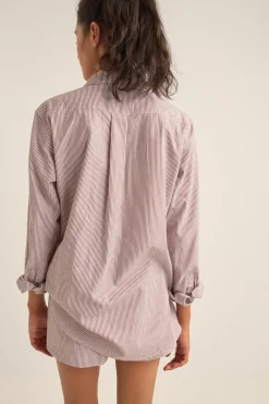 Zephyr Stripe Beach Shirt Chocolate